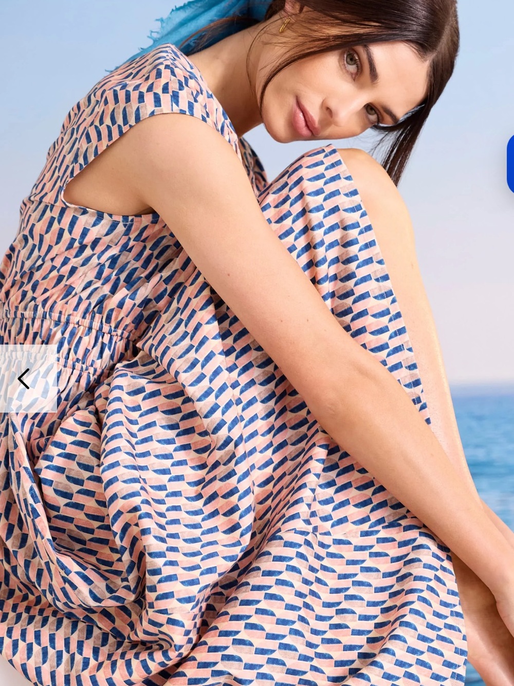 NIC+ZOE Blue and Peach Geometric Swim Coverup Dress